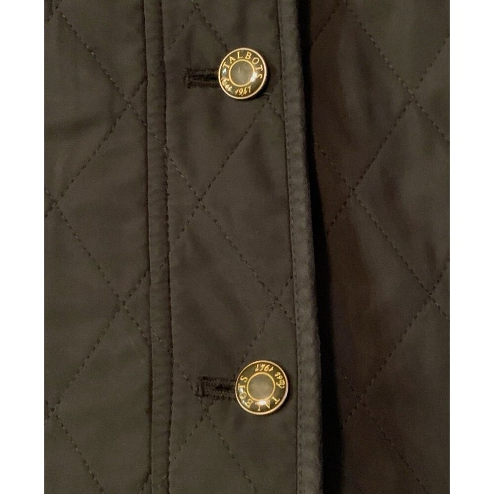 Talbots 1X Diamond Quilted Nylon Fleece Lined Puffer Vest Womens Black W/Buttons - Picture 3 of 6